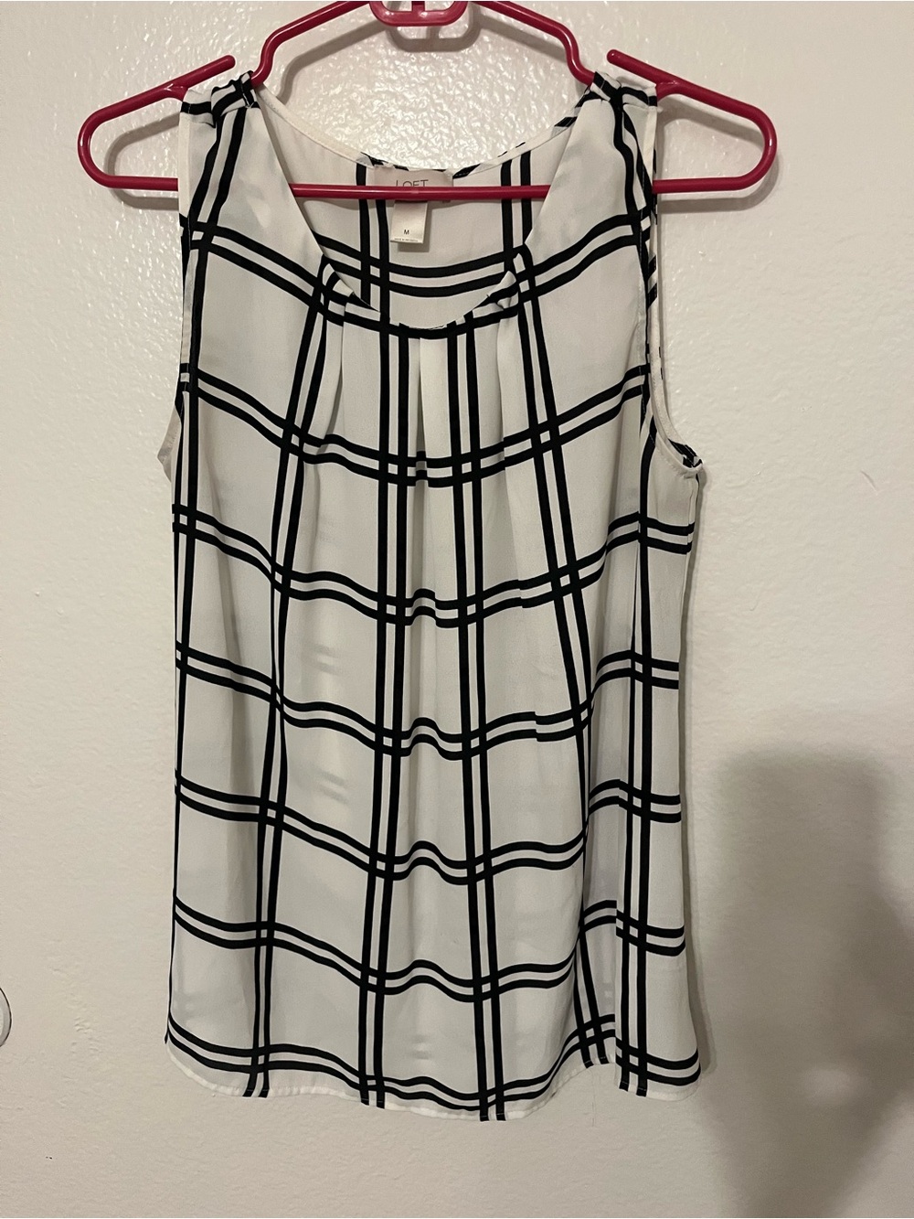 LOFT Black & White Windowpane Sleeveless Camisole